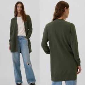 NWT Gap Long Open-Front Cardigan Sz S Green 90s Cobain Relaxed Sweater Academia